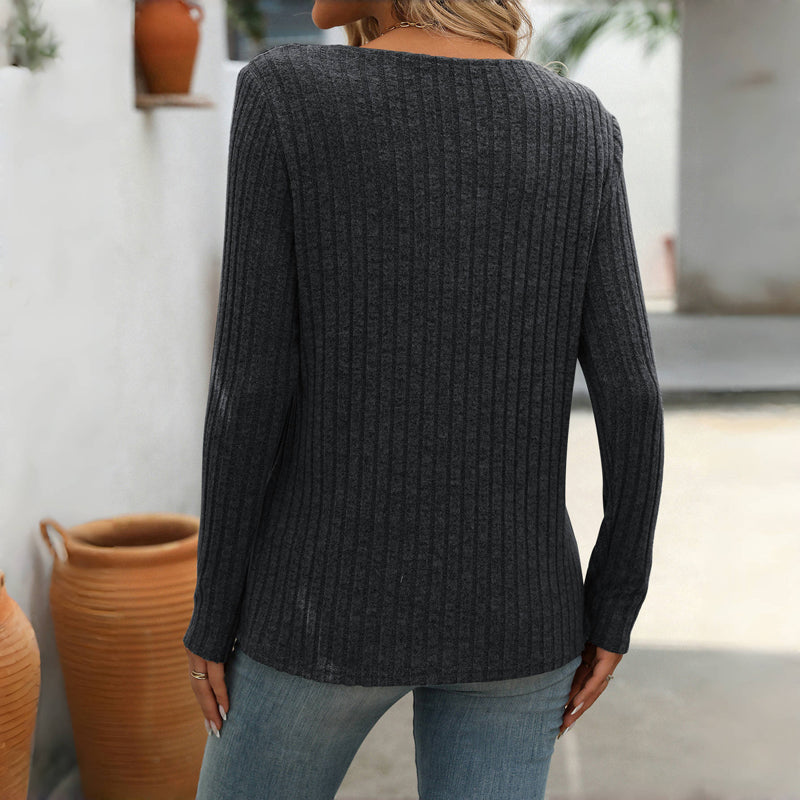 Fayenne – Effen Damesblouse met V-Hals en Tijdloze Elegant﻿ie