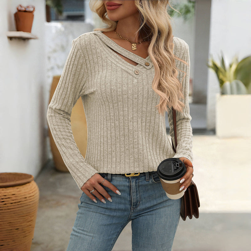 Fayenne – Effen Damesblouse met V-Hals en Tijdloze Elegant﻿ie