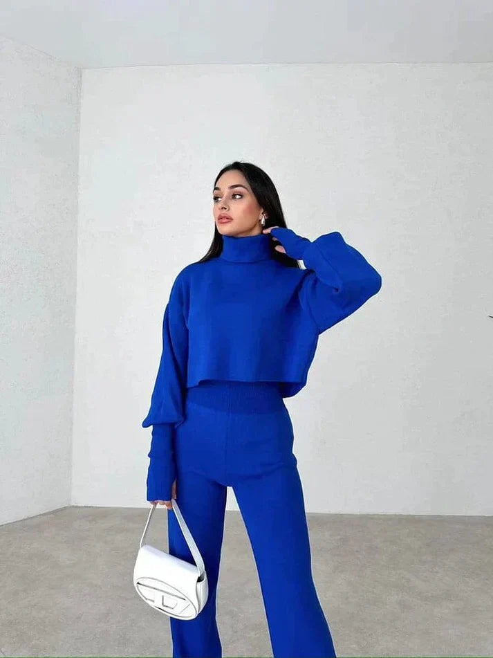 Solvienne – Tweedelige Set met Rolkraag, Stijlvol & Comfortabel voor Herfst en Winter