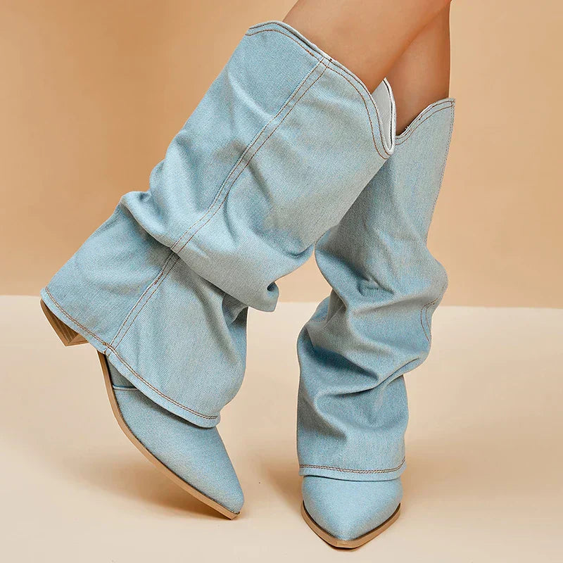 Fiorayne – Denim dameslaarzen met eigentijdse flair en tijdloze klasse