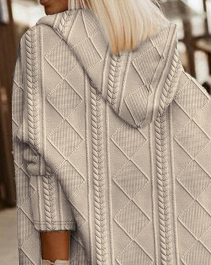 Noëlle – Lang Gebreid Vest met Capuchon voor Tijdloze Warmte en Comfort