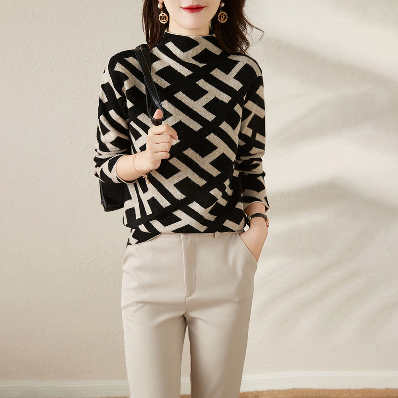 Elodie – Dames Sweatshirt met Jacquard Patroon en Luxe Wolmix