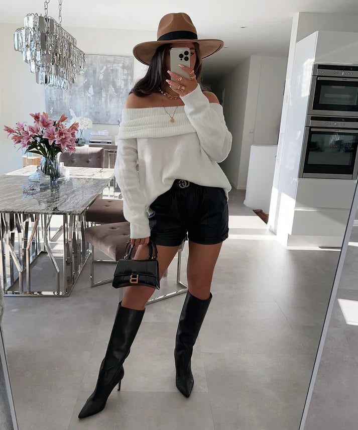 Verenza – Off-Shoulder Damestrui | Zacht, Warm & Verfijnd
