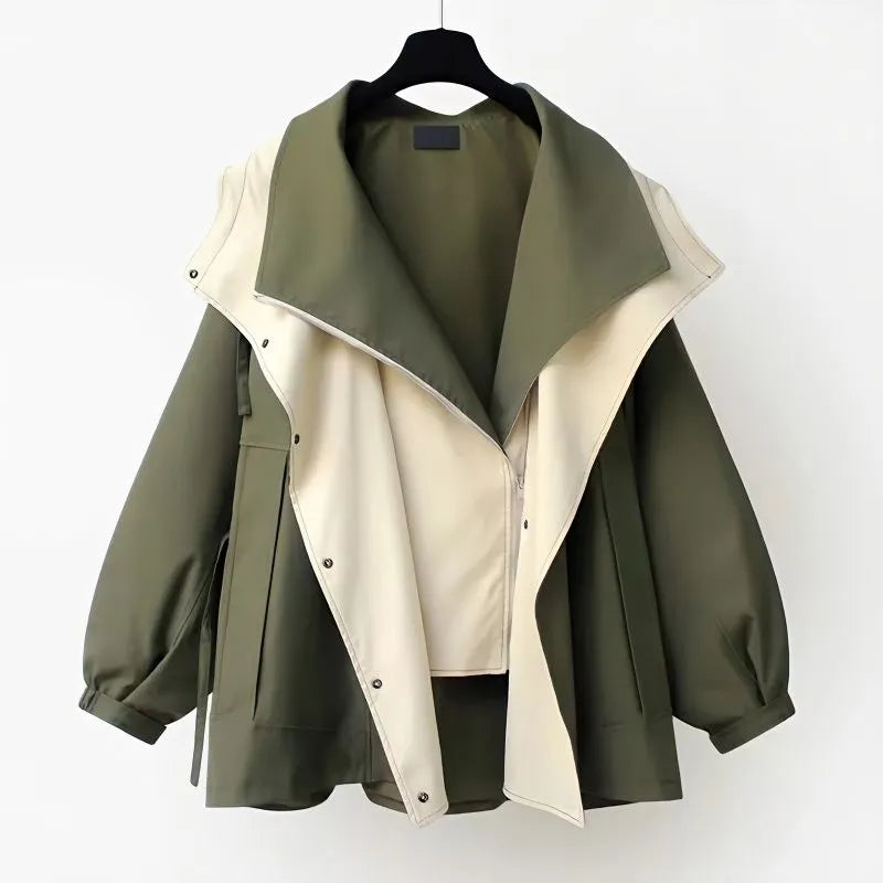 Celeste Oversized Two-Tone Coat – Trendy Warmte met een Moderne Twist