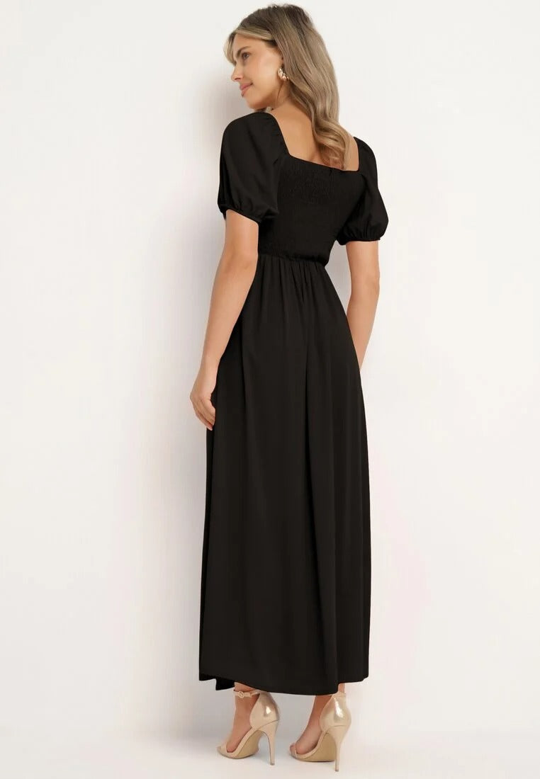 Calindra Maxi Jurk met Pofmouwen – Elegante Sweetheart Halslijn & Zwierige A-Lijn Pasvorm