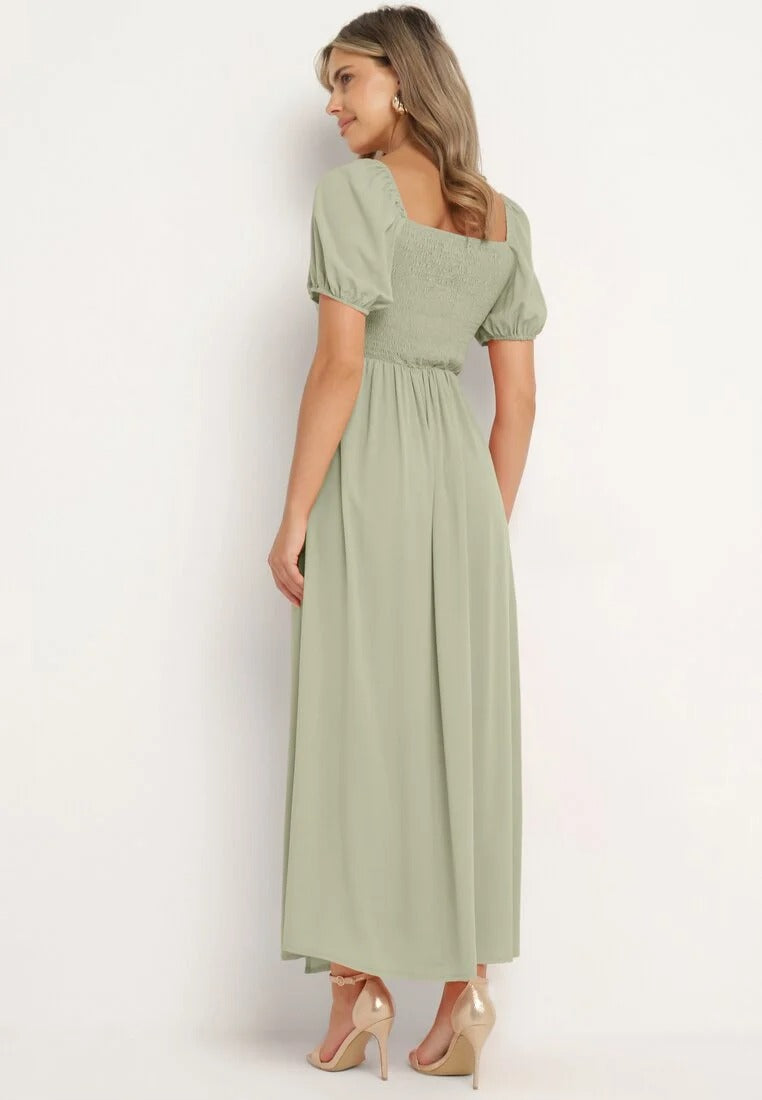 Calindra Maxi Jurk met Pofmouwen – Elegante Sweetheart Halslijn & Zwierige A-Lijn Pasvorm
