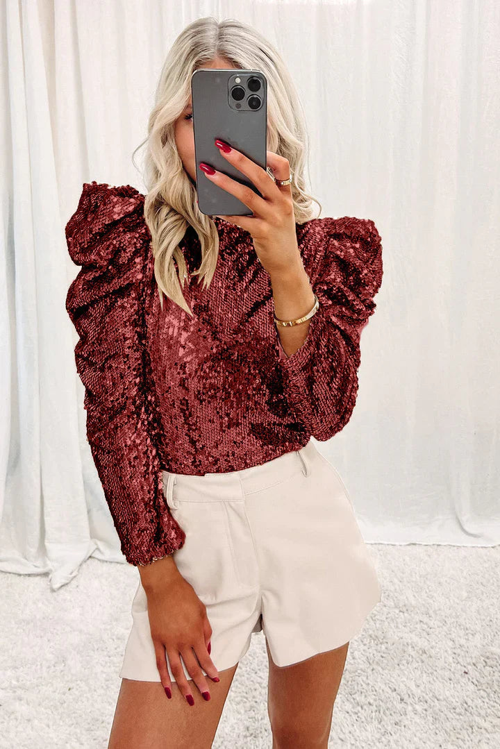 Glitter Top Dames met Lange Mouwen en Lovertjes – Feestelijk & Elegant