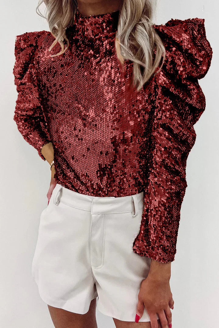 Glitter Top Dames met Lange Mouwen en Lovertjes – Feestelijk & Elegant