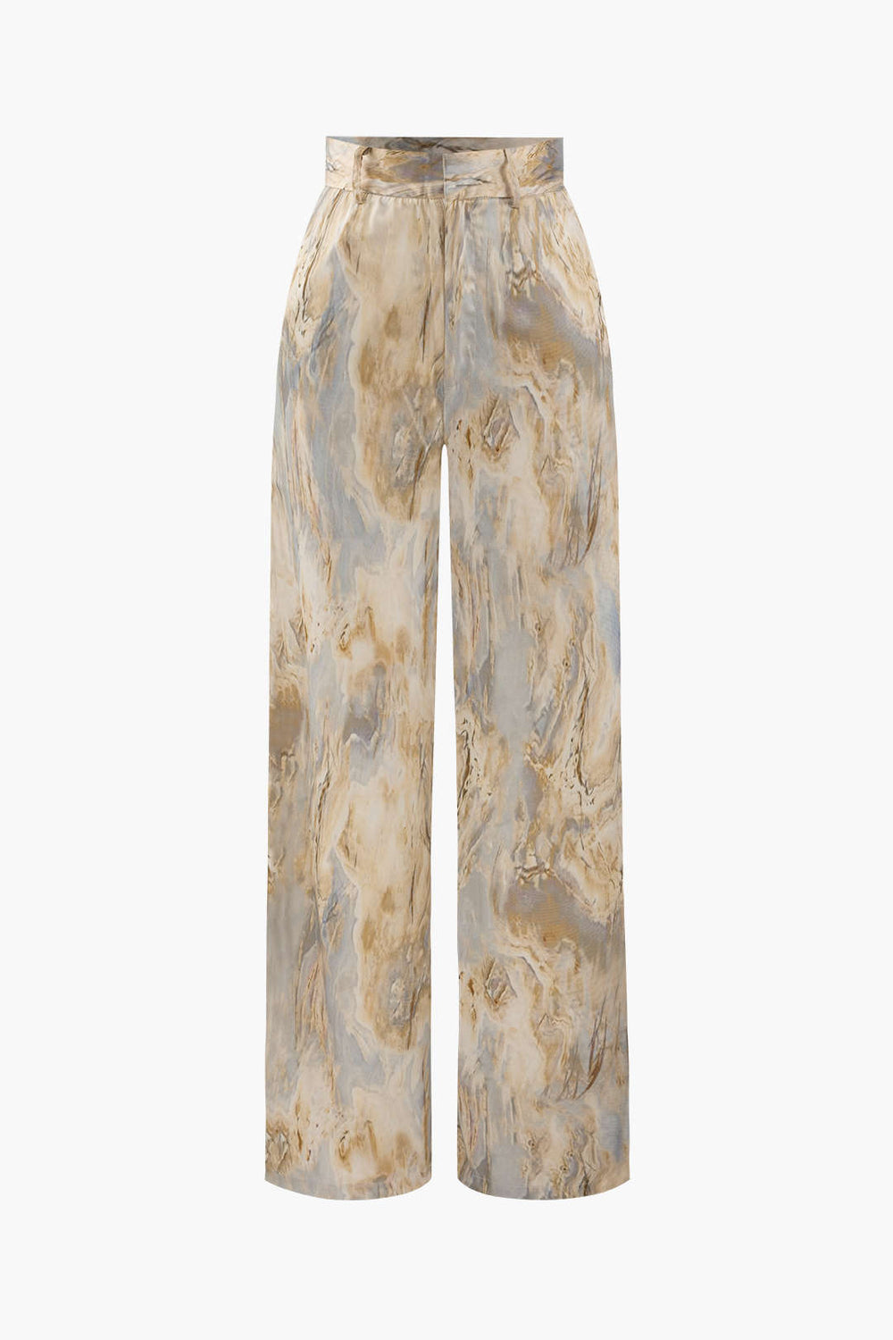 Calivienne – Hoge Taille Broek met Marmerprint | Stijlvol & Comfortabel