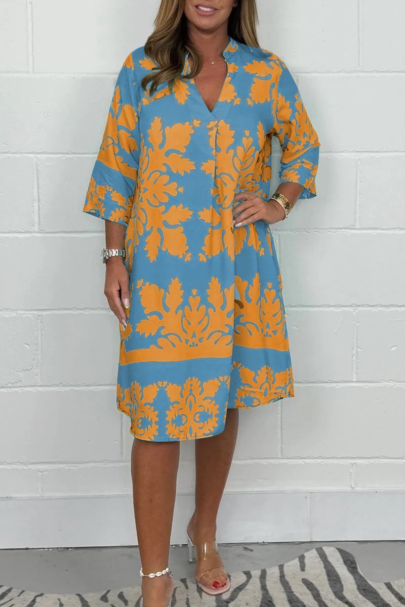 Miravelle – Dames midi-jurk met verfijnde print en vloeiende pasvorm