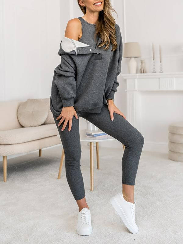 Maelis Fleece Hoodieset – Warme & Comfortabele Dames Trainingsset voor Herfst en Winter
