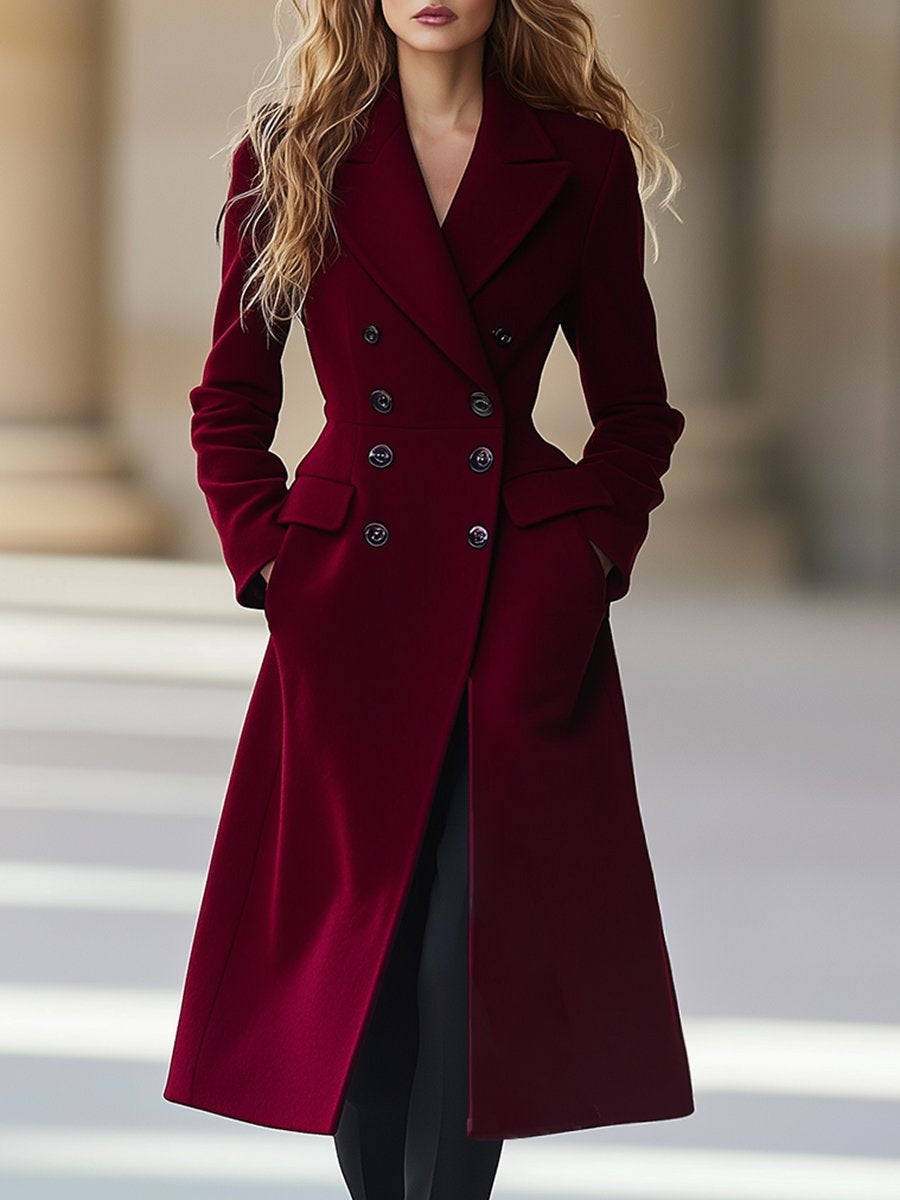 Zephyra – Wijnrode Mantel met Luxe Elegantie