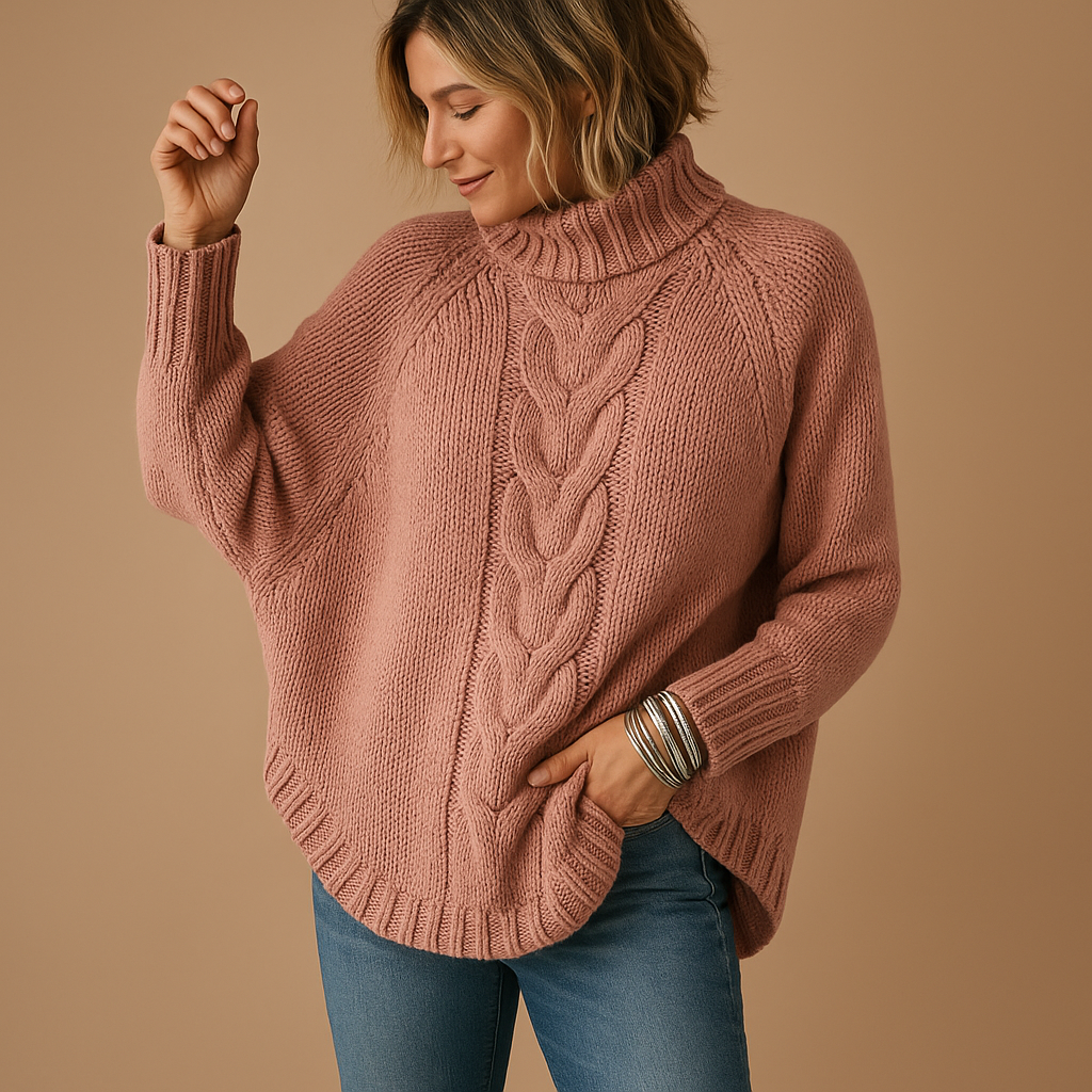 Nolene – Lange Chunky Gebreide Trui met Warme Textuur en Relaxte Pasvorm