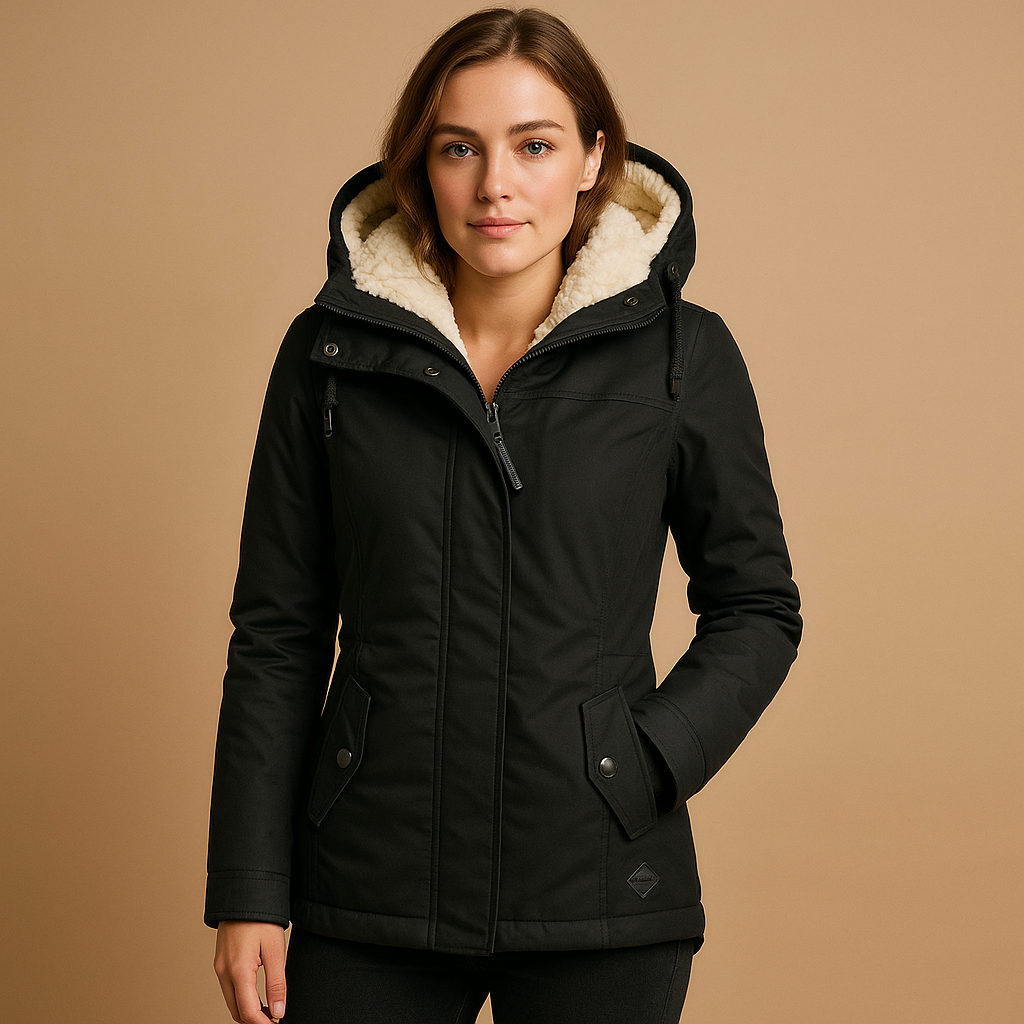 Adelise – Lange Winterjas met Getailleerde Pasvorm en Luxe Warmte