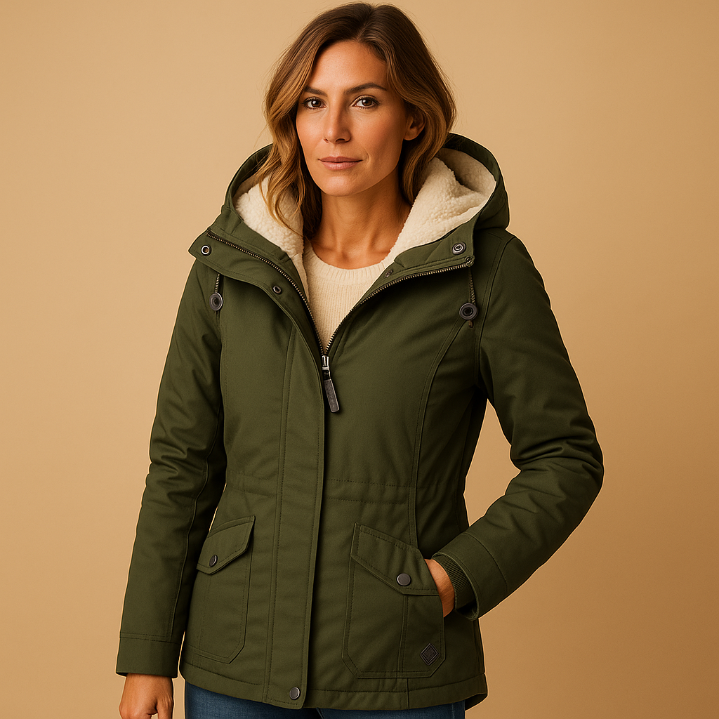Adelise – Lange Winterjas met Getailleerde Pasvorm en Luxe Warmte
