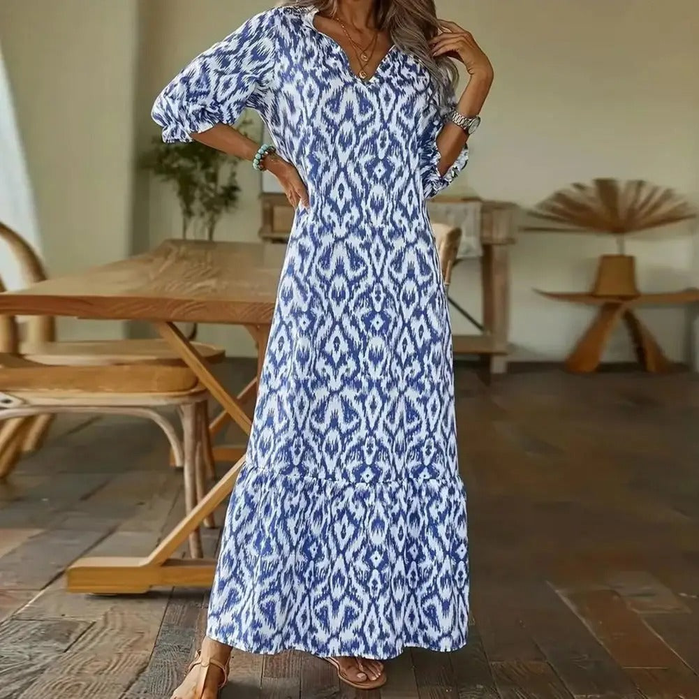 Vivien - Elegante Zomerjurk met V-hals en Bloemenprint voor Dames
