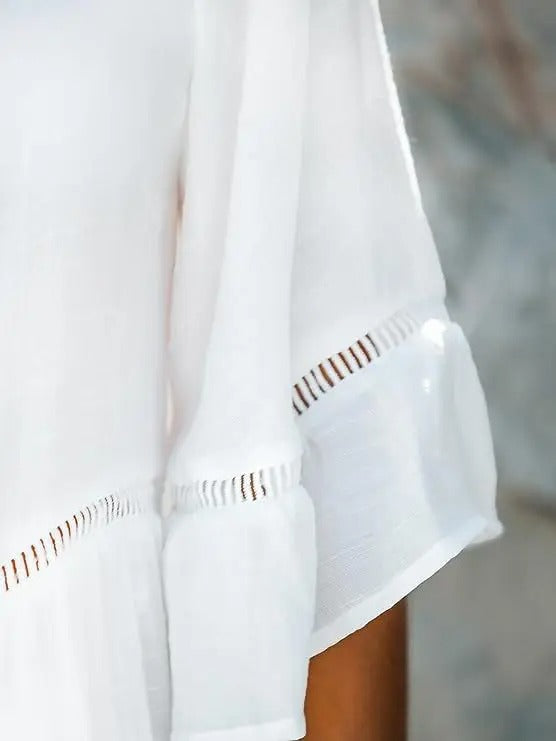 Witte dames strand cover-up met kant – lichtgewicht en losvallend