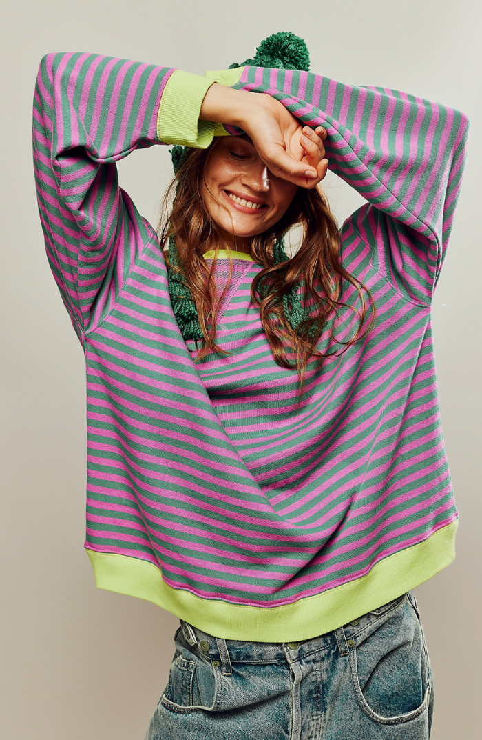 Amélie – Gestreepte Oversized Damestrui | Zacht, Kleurrijk & Comfortabel