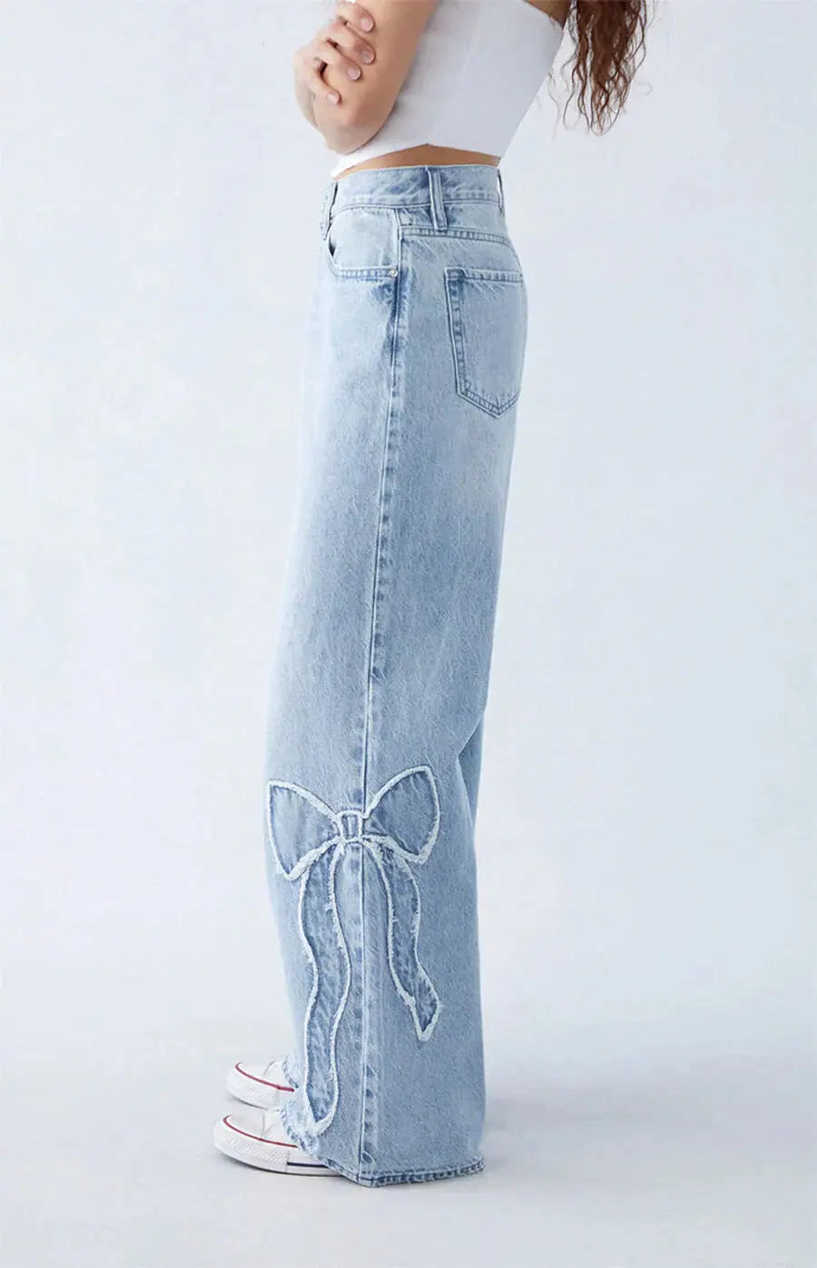 Aravelle Trendy Wide-Leg Jeans met Unieke Details – Modern, Comfortabel en Stijlvol