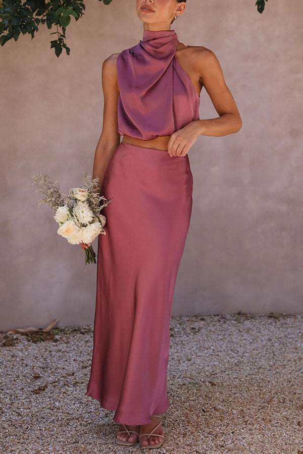 Lunaria - Zachte Satijnen Twee-Delige Set voor Elegante Avonden