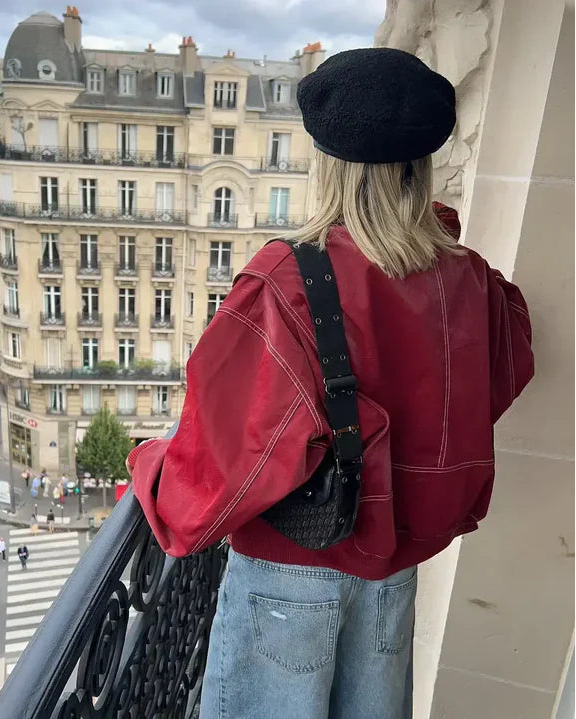Valentina - Oversized Leren Jas met Stijlvolle Afwerking en Comfortabele Pasvorm