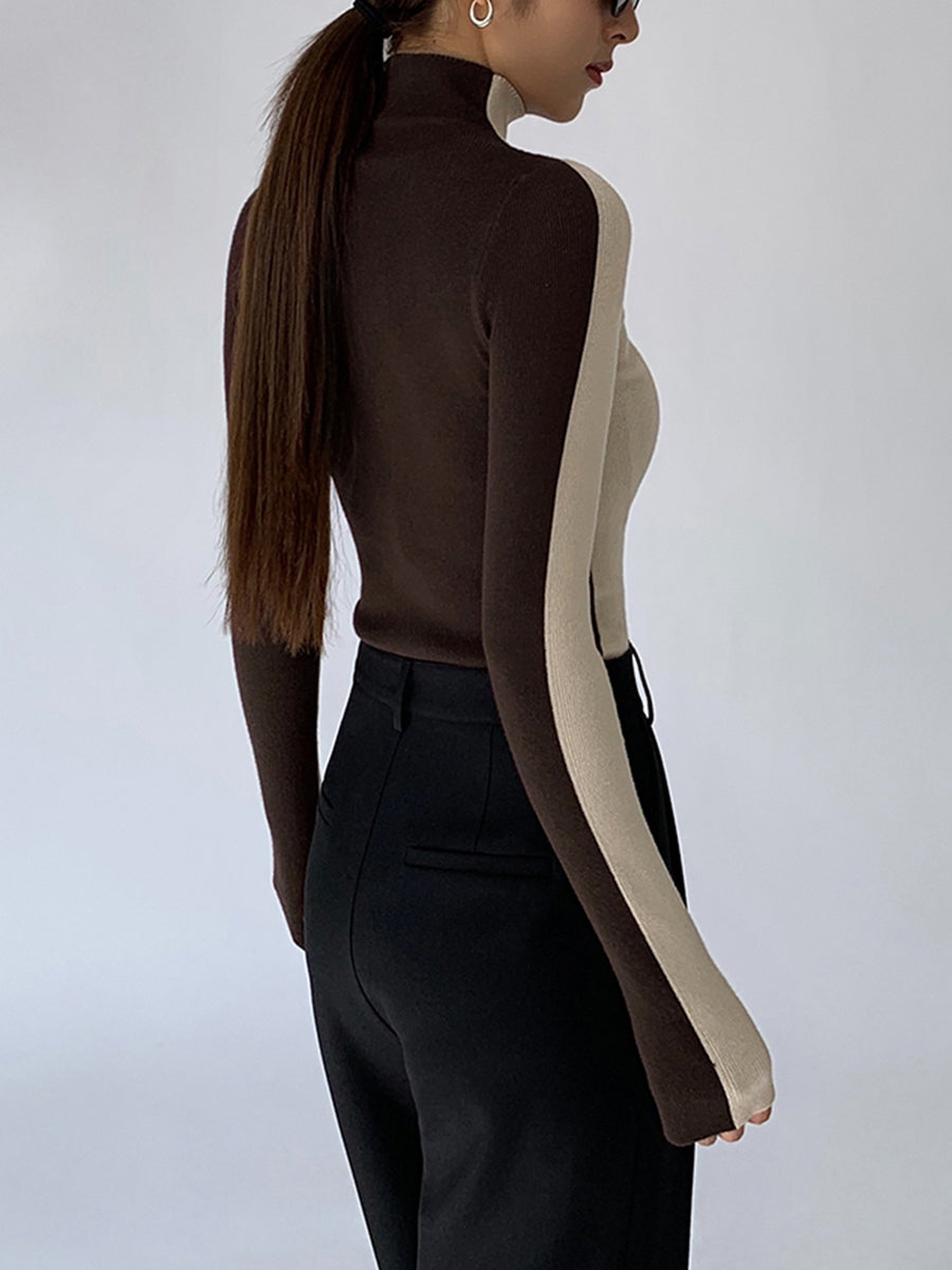 Noelle – Tweekleurige Gebreide Top met Regular Fit