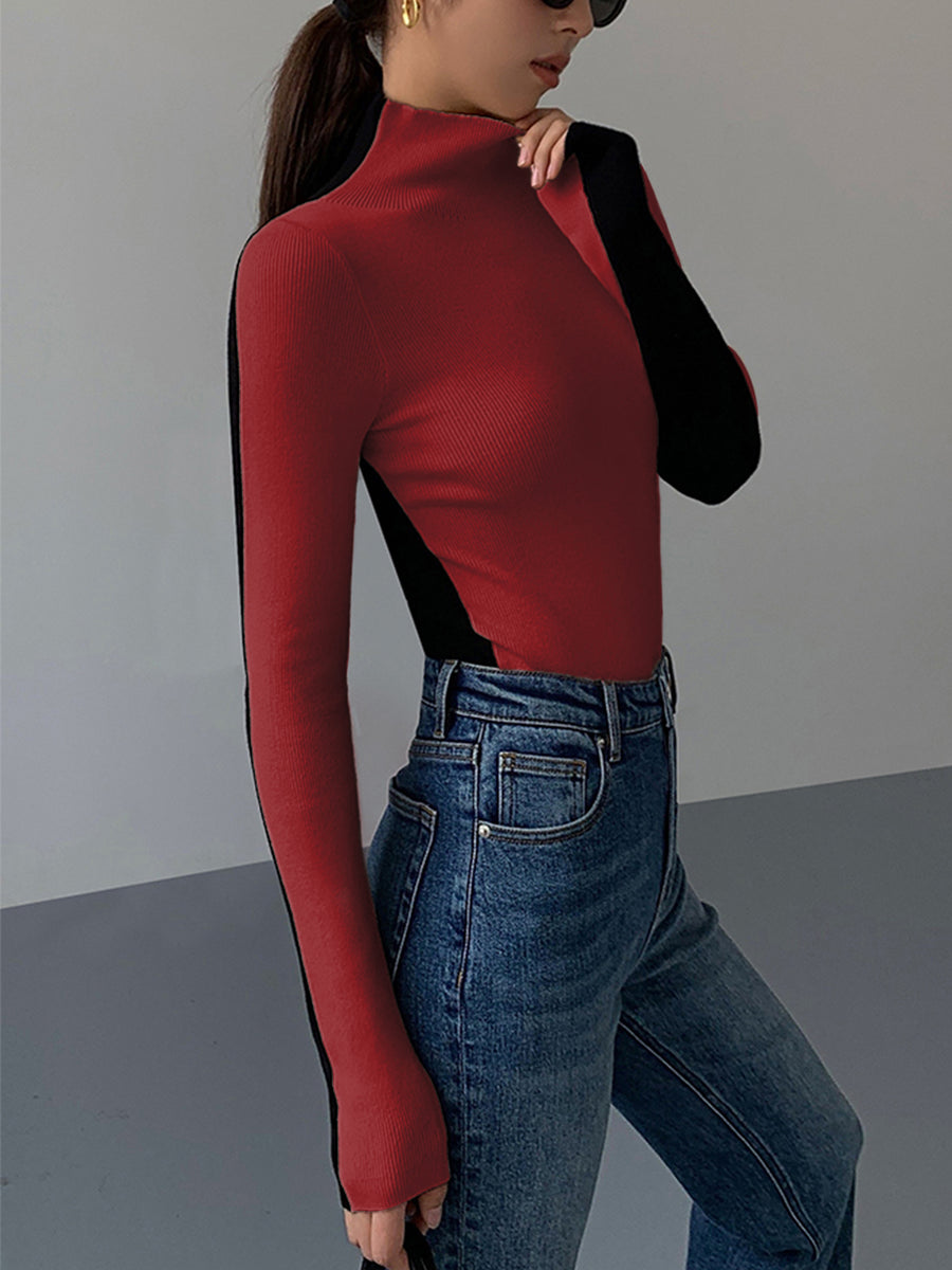 Noelle – Tweekleurige Gebreide Top met Regular Fit