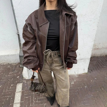 Velmira – Oversized bomberjas voor dames met stoere vintage flair