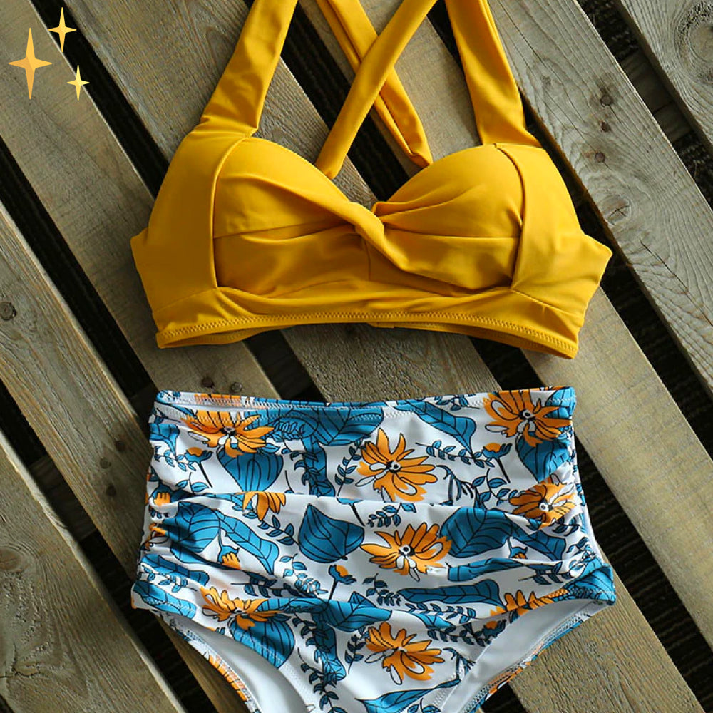 Iselora – Hoge Taille Bikini Set met Boezem Top voor Een Verfijnde Zomerlook