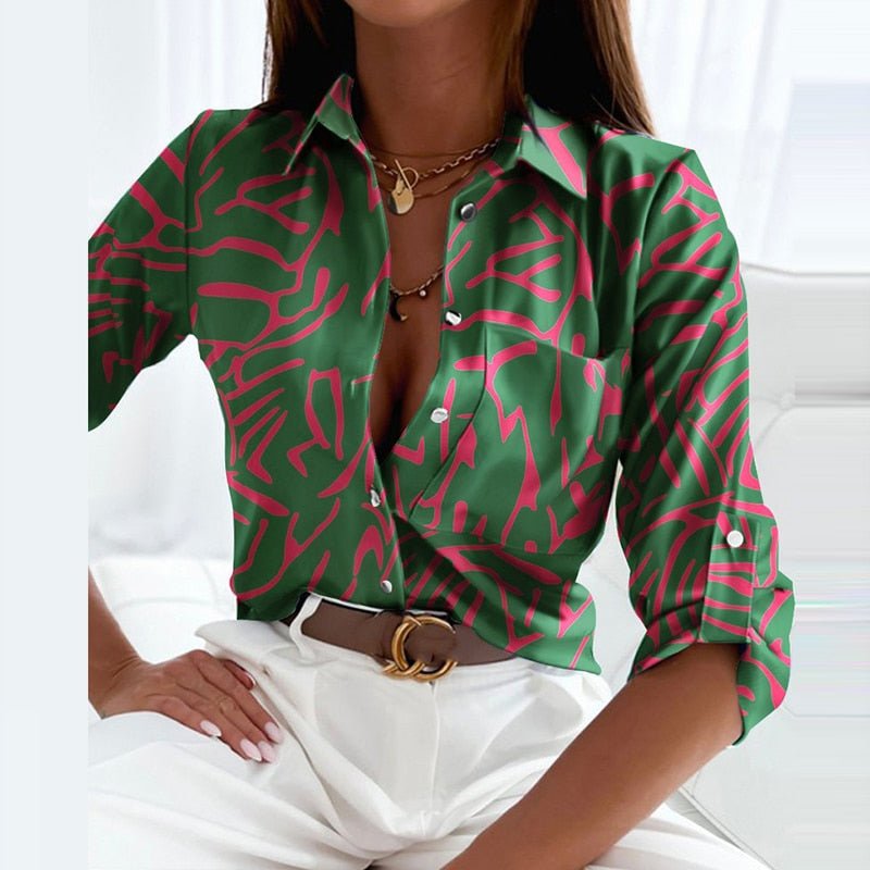 Luna - Elegante Blouse met Omslagkraag voor Dames in Diverse Kleuren en Patronen