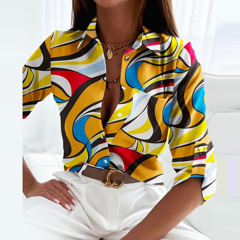 Luna - Elegante Blouse met Omslagkraag voor Dames in Diverse Kleuren en Patronen