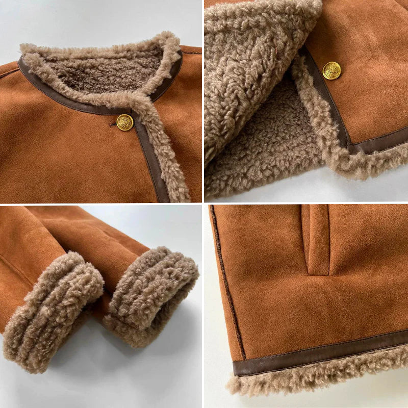 Selviera – Winterjasje voor Dames | Imitatie Lam & Gouden Details